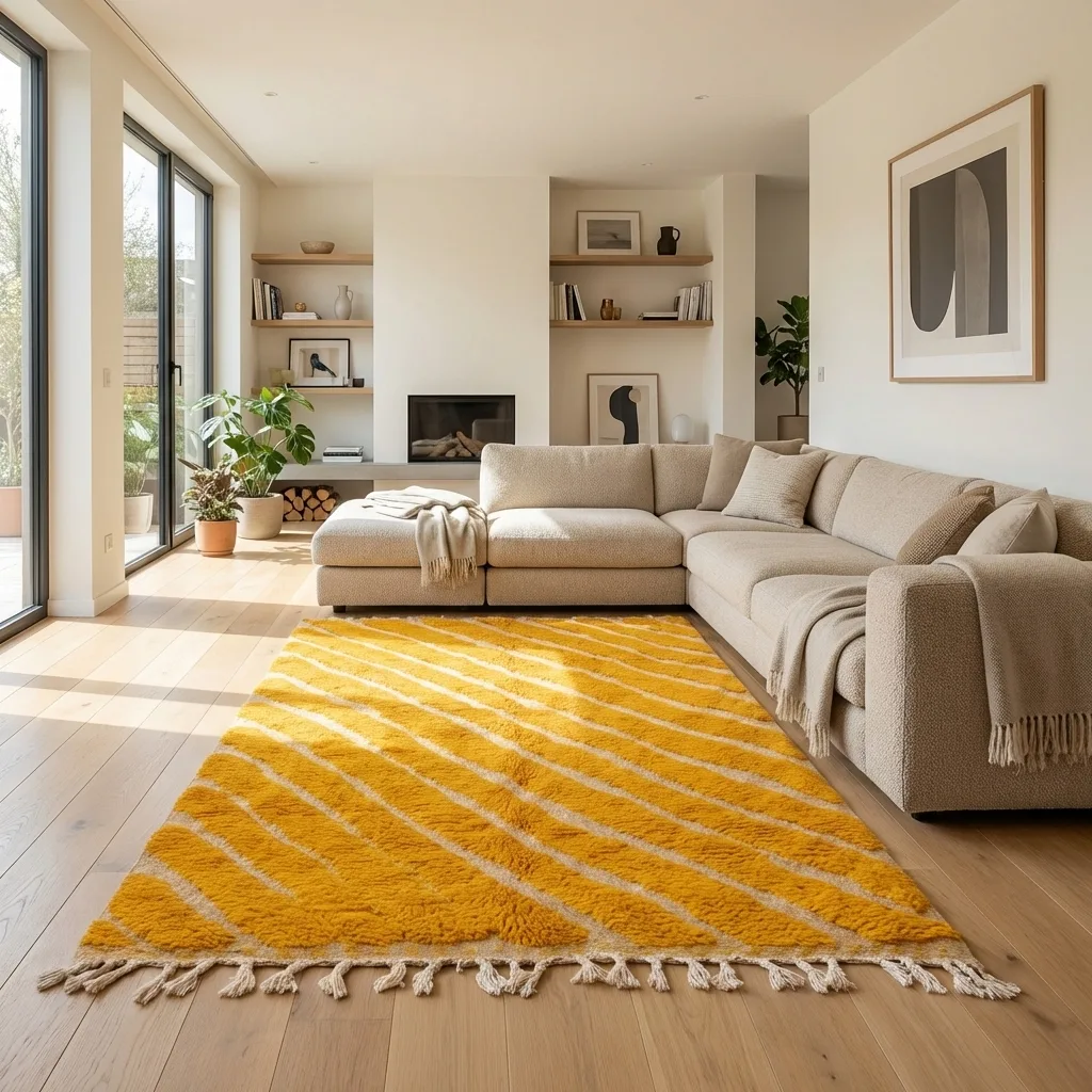 Tapis berbère Beni Ouarain — Rayons de Curcuma en situation