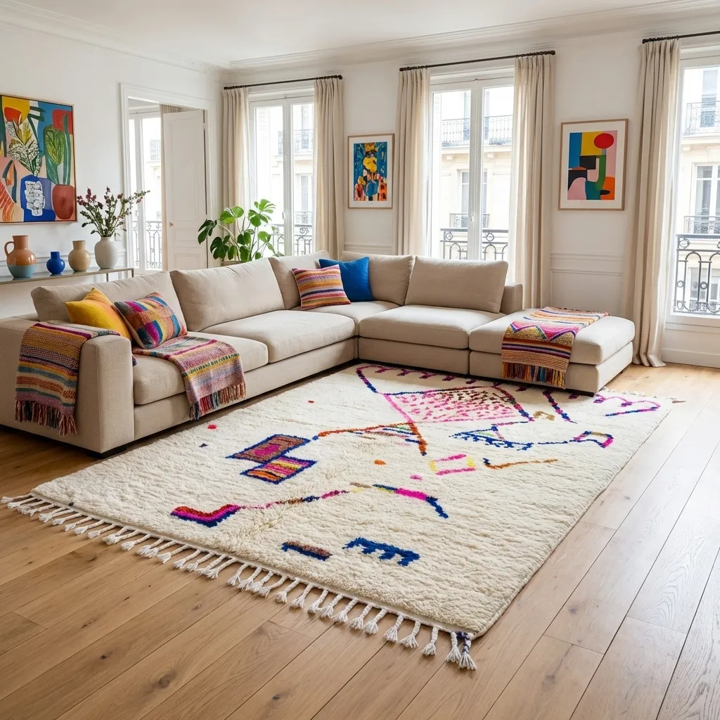 Tapis berbère coloré Azilal — Souffle Libre en situation